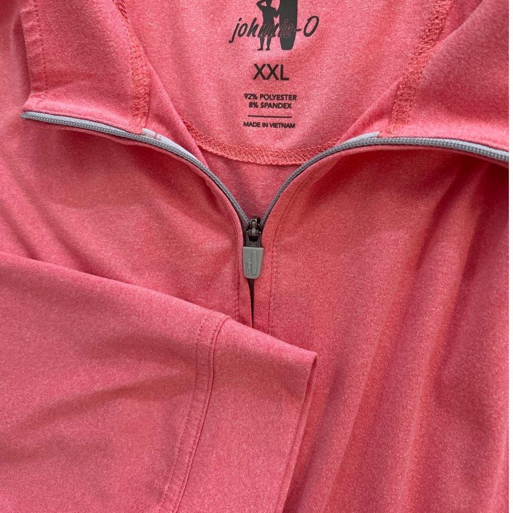 Johnnie-O Mens XXL Quarter Zip Pullover Coral Pink Heather Long Sleeve Golf Top - Picture 6 of 8
